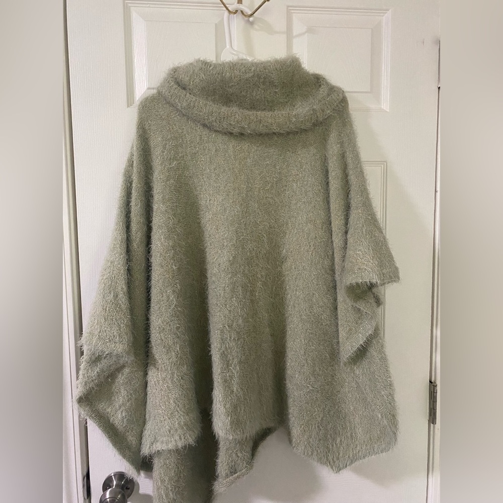 Cato Green and gold shimmer poncho.